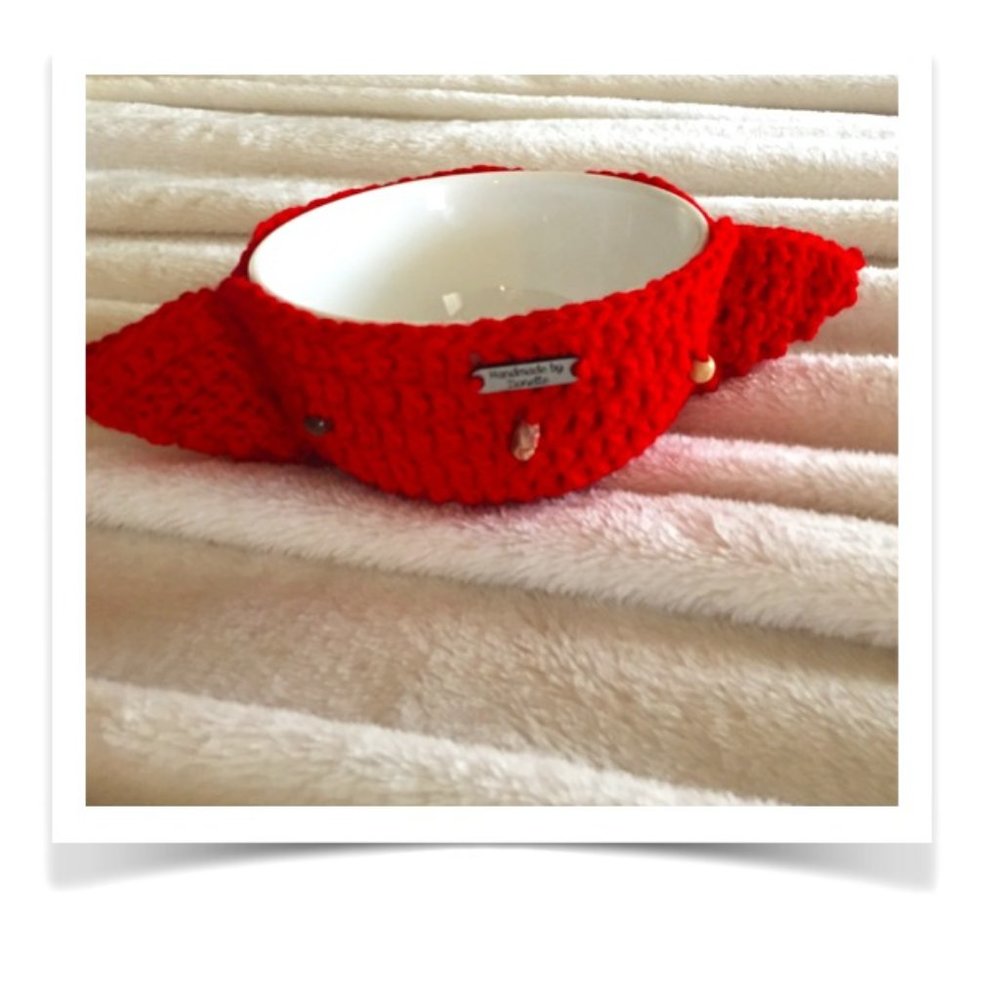 Hand Crafted Beaded Bowl Cozy - Red